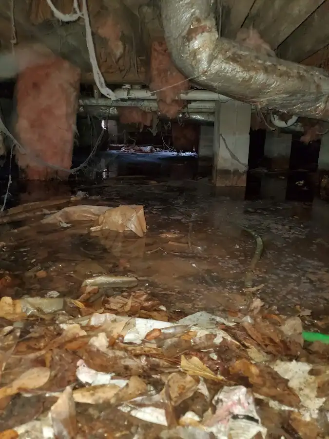 Crawl space flood assessment for Commercial Water Damage Restoration in Durham